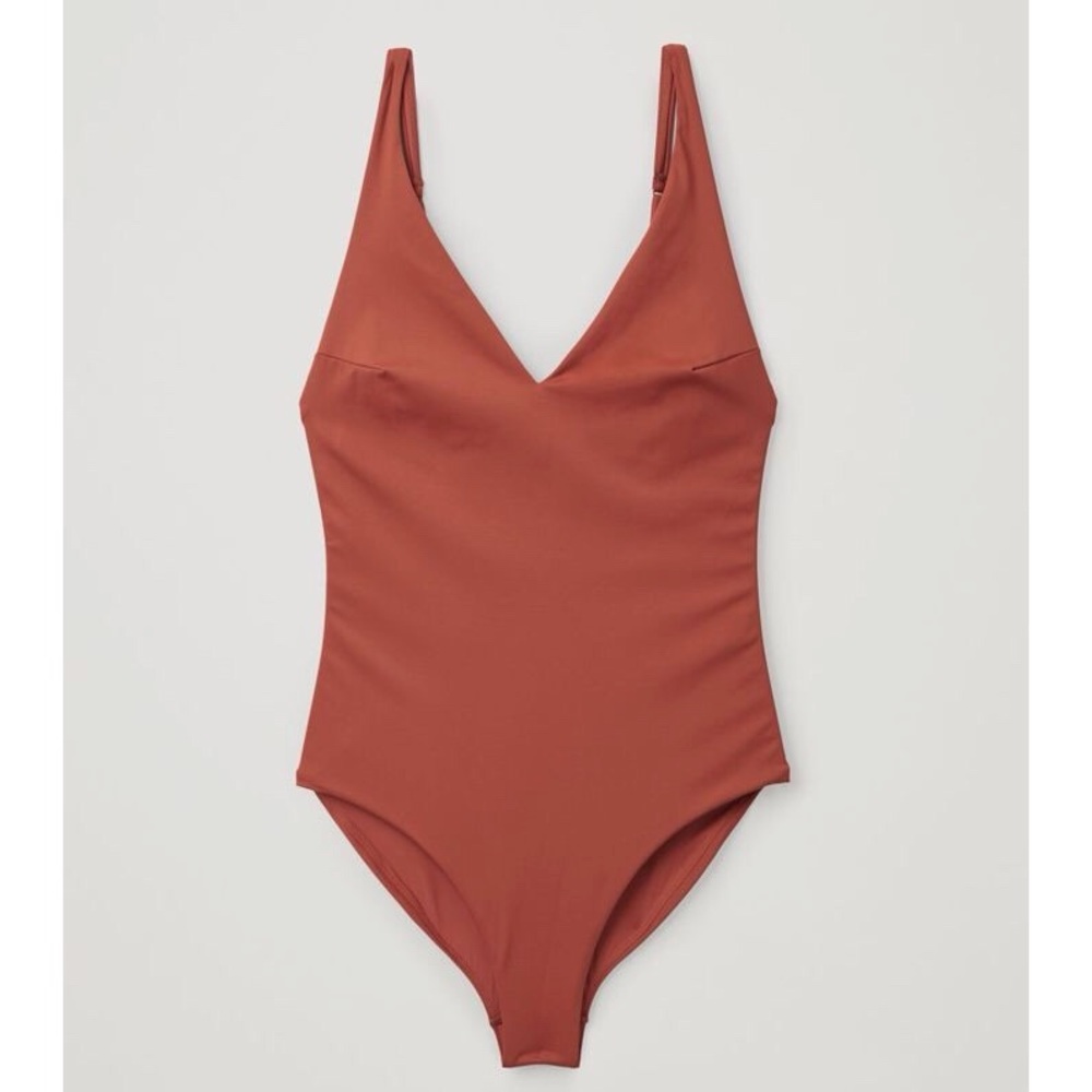COS V-neck Low Back Rust One Piece Swimsuit
